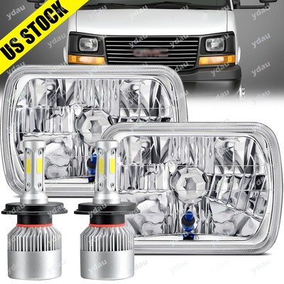 H6054 7x6'' LED Headlight Hi/Lo Halo DRL for GMC Savana 1500 2500 3500 Safari Van