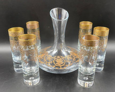 Servizio Calice Bicchiere Decanter Vino Mantelli & Co incisione a mano oro 24 Kt