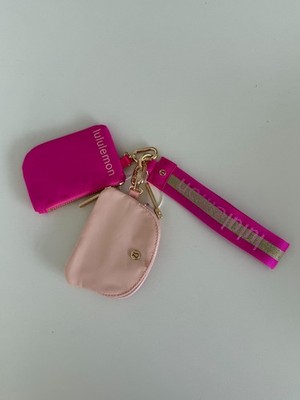 Lululemon Dual Pouch Wristlet Key Chain (pink) Freeshipping