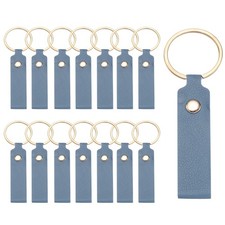 20Pcs PU Leather Laser Engraving Keychain Blanks Blue 3.7" x 0.7"