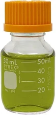 PYREX 1395-50, 50mL Round Media Storage Bottles w GL32 Screw Cap