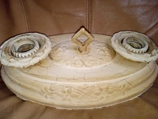 ANTIQUE DUAL CEILING LIGHT TIN DECORATIVE MOLDING ARCHITECTURAL SALVAGE PROJECT 