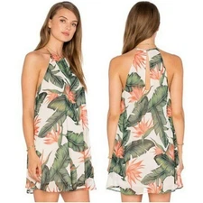 Show Me Your Mumu Paradise Found Gomez Tropical Mini Shift Halter Dress Small