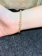 Certified Natural Diamond Tennis Bracelet For Best friend Solid 14k Yellow Gold