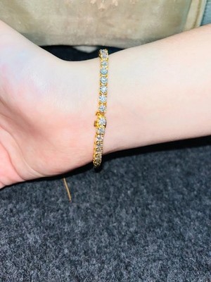 Certified Natural Diamond Tennis Bracelet For Best friend Solid 14k Yellow Gold