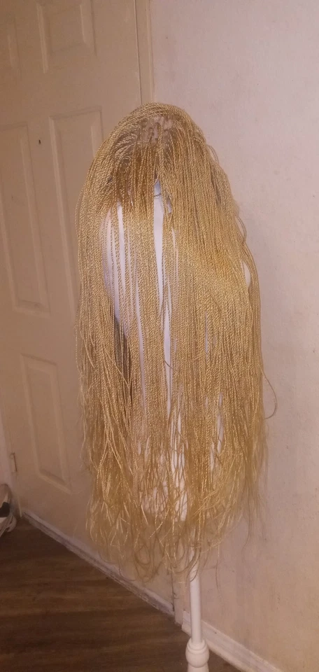 Daily WIG! 36” Long box BRAIDS, Blonde human hair blend FULL Lace 360 Free Part - Image 2 of 4
