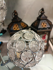 X2 Polished Chrome Twin Globe Crystal-Style Table Lamp LED G9 Corded Switch X2