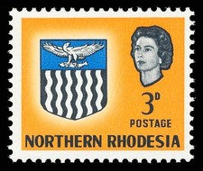 Northern Rhodesia 1963 QEII 3d yellow ORANGE (EAGLE) OMITTED variety MNH. SG 78d