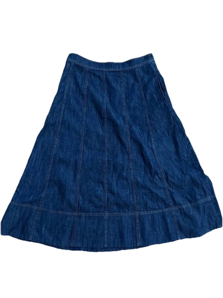 TALBOTS A-Line Harbor JEAN SKIRT 100% Cotton Denim Dark Blue Size 10 A001574 - Image 2 of 4