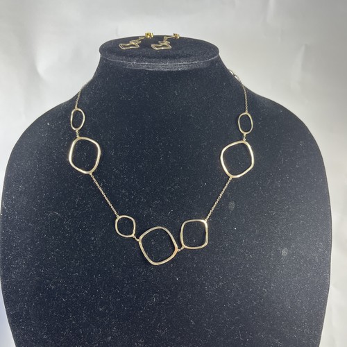 925 Sterling Silver Gold Vermeil Necklace And Earrings Set Modernist Signed SIS - Picture 2 of 19