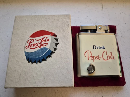 Vintage Drink Pepsi Cola Bottle Cap Musical Cigarette Lighter w/box & Cover