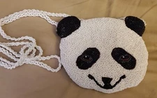 Small, But Adorable Handmade Seedbead Panda  Crossbody Bag!!