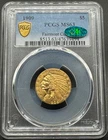 1909 $5 INDIAN HEAD GOLD HALF EAGLE FAIRMONT COLLECTION PCGS MS63 CAC 04XXIA26