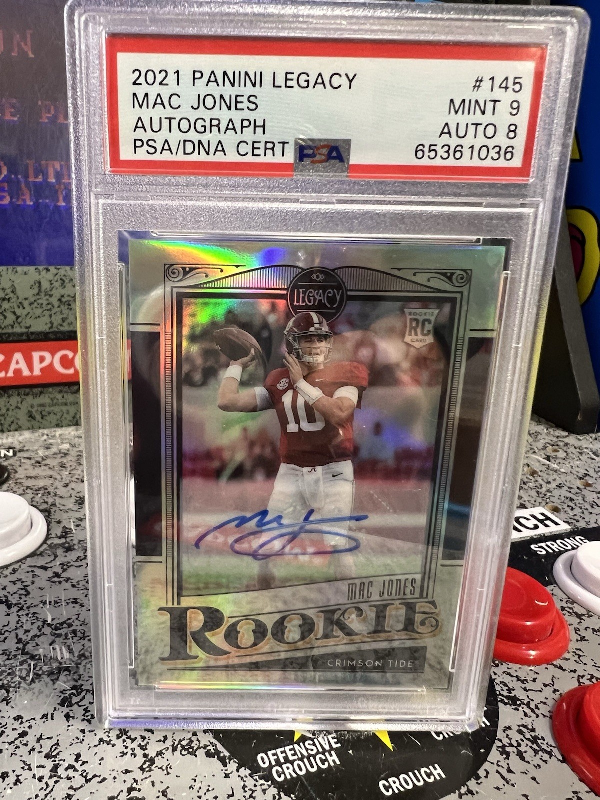 2021 Panini Legacy Mac Jones #145 RC Rookie Autograph PSA 9 Mint DNA Auto 8
