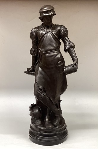 Uffrecht & Co Bronzed Terracotta Figure Of Armour smith Blacksmith 19th Century - Picture 3 of 14