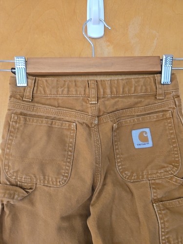 Carhartt Carpenter Utility Pants Boys Size 6 Brown Canvas Adjustable Waist - Picture 2 of 6