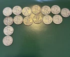 Lot Of 17 Liberty Walking Half Dollar 90% Silver 50C Coins 1941-1944 5.9 Ozt