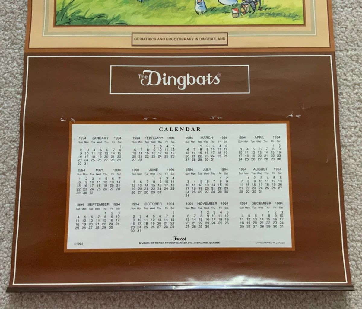 Vintage DINGBAT LAND CALENDAR 1994 FROSST - Geriatrics & Ergotherapy | eBay