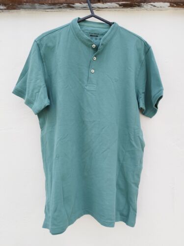 Neu Easy Wear Slim Fit Herren T-Shirt Türkis Viertel Knopfleiste Large