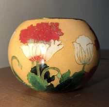 circa 1999 william yee cloisonne enamel vase/candle/votive/tea light holder/dish