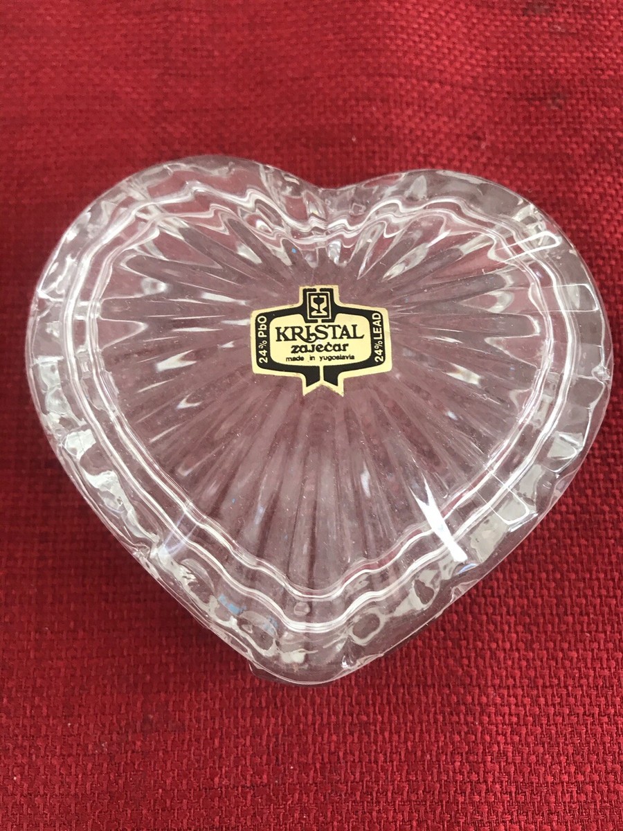 Kristal Zajecar, Yugoslavia, Heart Shaped Cut Crystal, Trinket