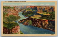 Postcard Lava Terraces Snake River Canyon Idaho 1930s Linen K1F