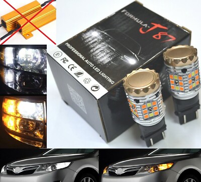 Canbus LED Switchback Light White Amber 3157 Two Bulb Rear Turn Signal Replace