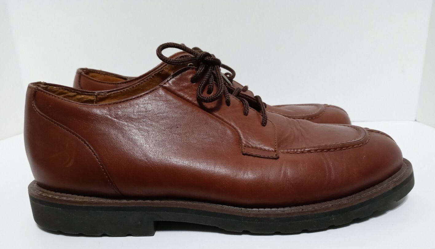 SAOLA Scarpe eleganti Oxford Dockers in pelle punta divisa taglia 9 marroni cognac stringate