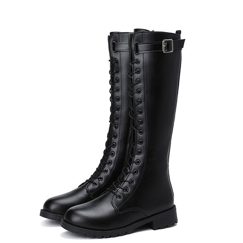 Womens Punk Zip Up Riding Knee High Boots Outdoor Lace Up Knight Boots Tall Boot - Imagen 11 de 12