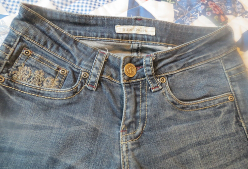 Women Mild Distress Stetson Jeans Tag 0 Short Actual Size 27 X 29 1/4" - Picture 2 of 9