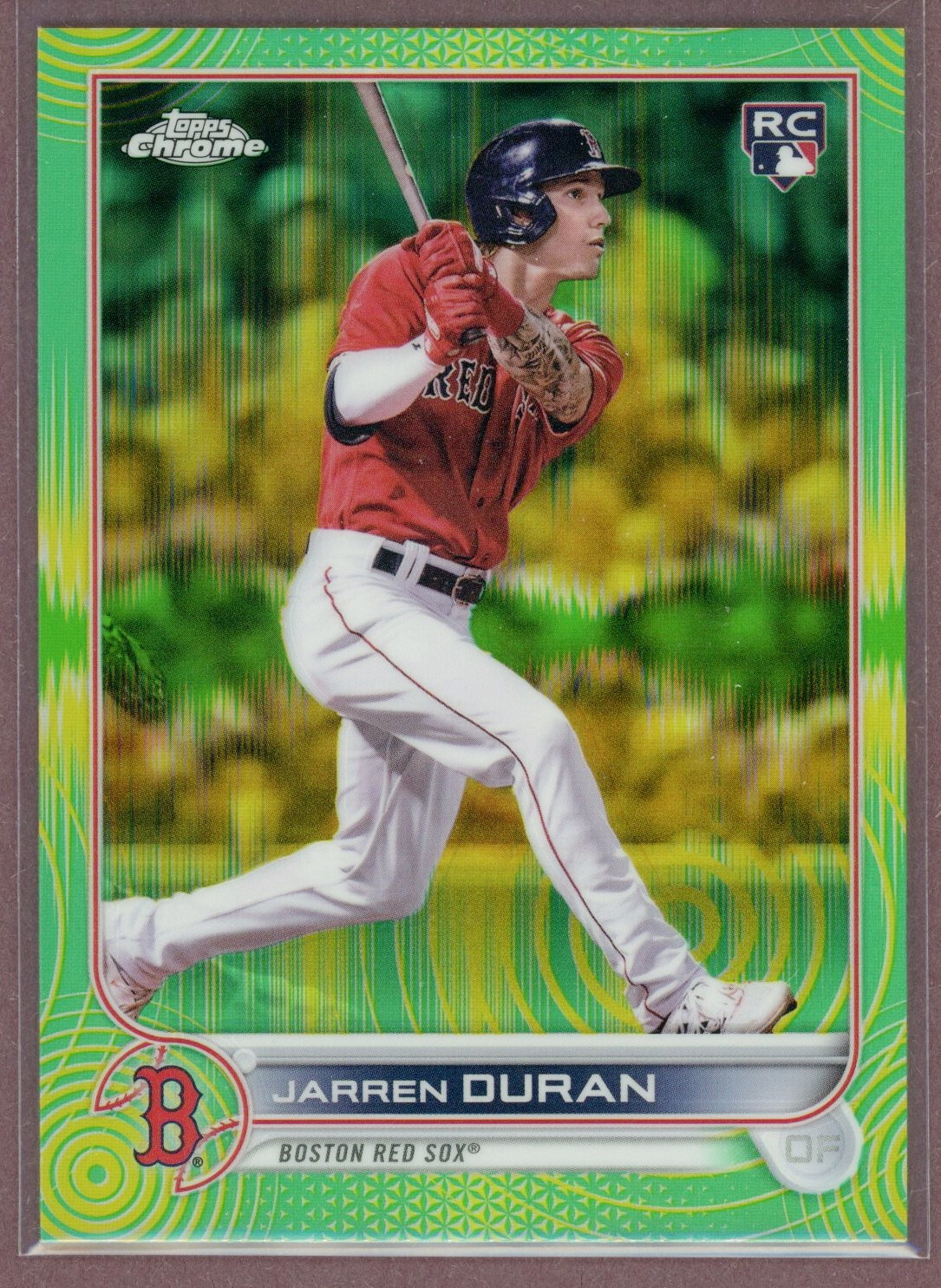 2022 Topps Chrome Sonic Green/Yellow Sonic Pulse #113 Jarren Duran RC/99