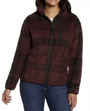 Eddie Bauer Women's Fleece Jacket Size Zinfandel Black Plaid