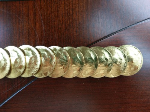 Vintage Gold Metal Conchos Belt Overlapping Disc Coin Stretchy Elastic Band USA - Picture 5 of 12