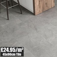 Kassia Grey Large Format Marble Effect Sheen Porcelain Feature Wall Floor Tiles