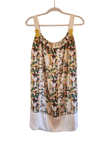 Nick & Mo abstract printed dress fully lined whimsy buttons size large