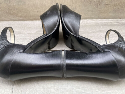 Vintage Womens Dolcis Black Leather High Heel Court Shoes Ankle Strap Size 8 42 - Picture 13 of 15