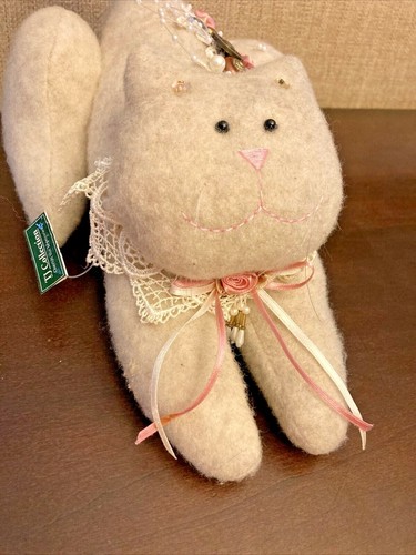 Cat TJ Collection Decorative Embellished Buttons Kitty Stuffed Plush Victorian - Picture 9 of 9