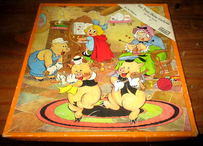 Lot De 6 Puzzles En Bois VERA – Les 3 Petits Cochons (Disney, Occasion, Pièces Manquantes)