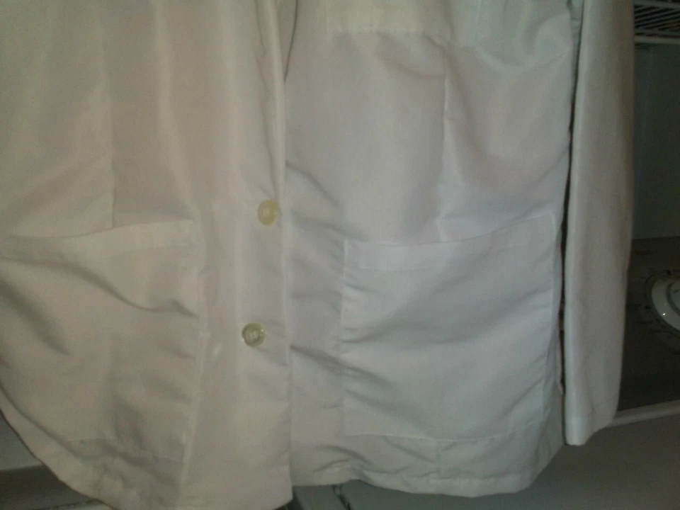 Abrigo médico de laboratorio blanco Medline talla 14 ropa de atención médica de calidad 2 botones Foto 3 de 4