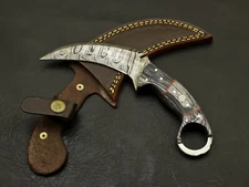 Custom Hand Forged Damascus Steel Hunting Karambit Knife Full Tang + Sheath