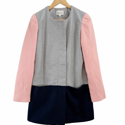 Sabine Layne Coat Colorblock Grey/Navy/Pink Zip Front Polyester Lined Size Small