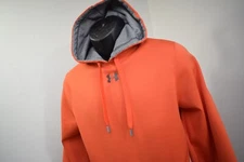 Under Armour Fleece Hoodie Orange Loose Performance Long Sleeve Mens Small