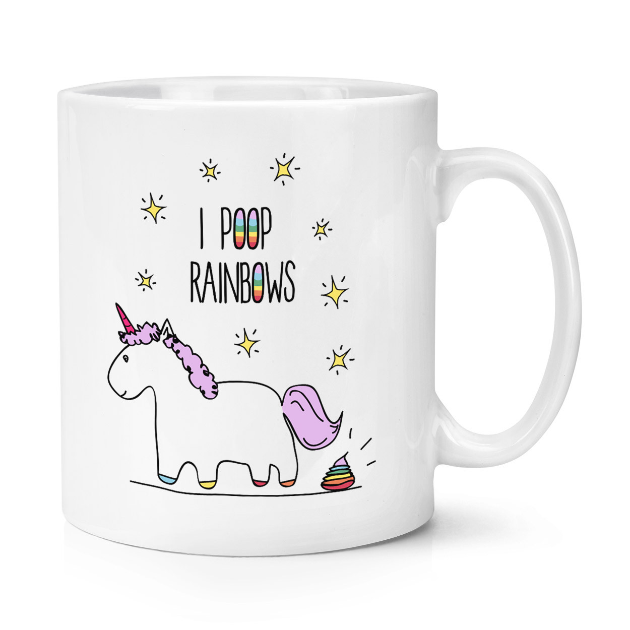 Lila Unicorn I Poop Rainbows 10oz Mug Cup Unicorns Stars Magical Animal Funny