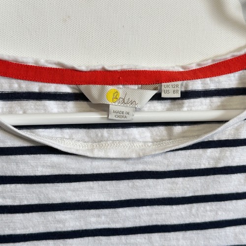 Boden Paulina Jersey Cotton Navy White Red Stripe Coastal Casual Shift Dress 6R - Picture 4 of 9