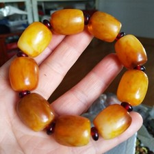 Natural Big Beeswax Beads Hand Polished Prayer Beads Bracelet - 47.89g