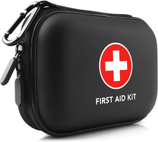 Mini First Aid Kit, 100 Pieces Water-Resistant Hard Shell Small Case - Perfect f