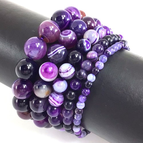 Handgefertigt Naturstreifen Achat Edelstein Stretch Armband Perlen 4 6 8 mm 10 mm 12 mm - Bild 33 von 37