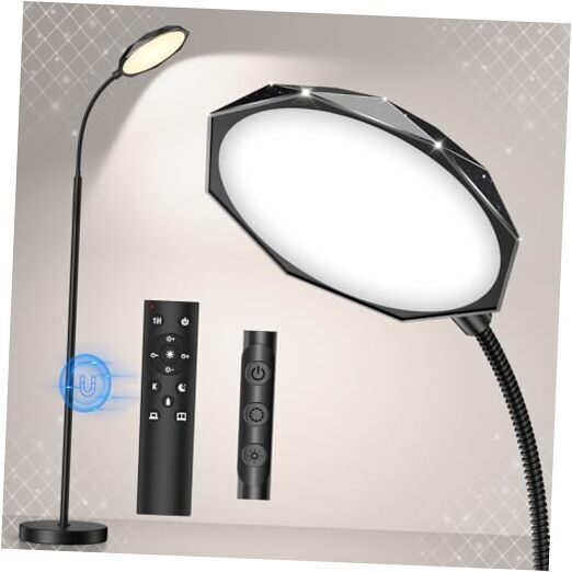18W Stepless Dimmable Black LED Floor Lamp for Living Room Bright Lighting
