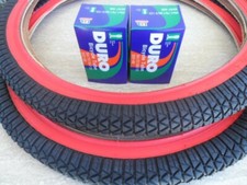 20 x 1.95 BMX Bike Tires for Street Road Slick Includes Tubes NEW Red Wall 20"