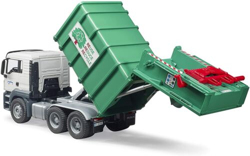 Bruder 03763 Man TGS Rear Loading Garbage Truck - Green - Picture 3 of 8